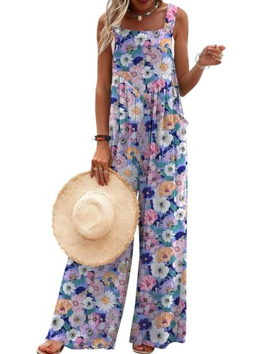 Ekouaer Women's Casual Overalls Loose Wide Leg Jumpsuits