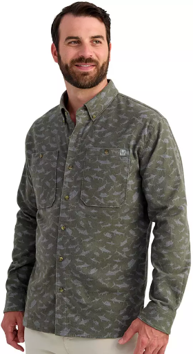 HUK Men's Chesapeake KC Printed Flannel Shirt