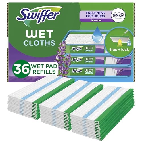 Swiffer Sweeper Wet Mopping Cloth Multi Surface Refills, Febreze Lavender Scent, 36 Count Deal