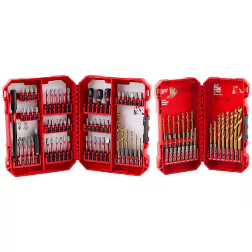 Milwaukee SHOCKWAVE 60-Piece Impact Duty Alloy Steel Screw Driver Bit Set with PACKOUT Accessory Case w/ 83-Piece Titanium Drill Bit Set