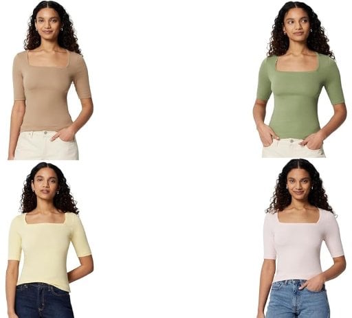 Amazon Essentials Women Half Sleeve Square Neck Tee