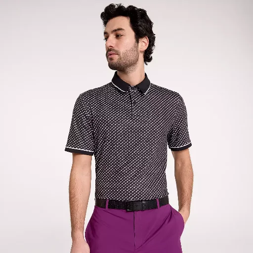 VRST Men's Contrast Printed Golf Polo (Black) Deal