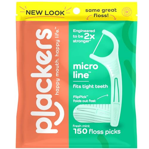 Plackers Micro Line Dental Floss Picks Fresh Mint 4 x 150-Count Deal