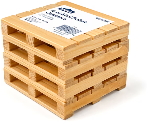 Lowe’s Mini Pallet 4-Pack Brown Wood Rectangle Coaster(s) Deal