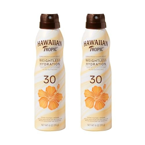 Hawaiian Tropic Weightless Hydration Clear Spray Sunscreen SPF 30 Twin Pack Deal