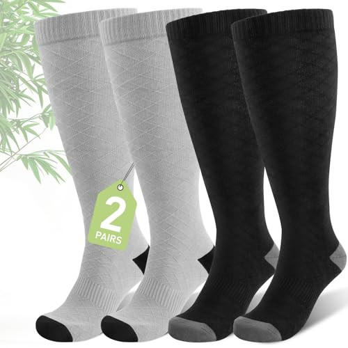 Plus Size Compression Socks for Women Wide Calf (2 Pairs)