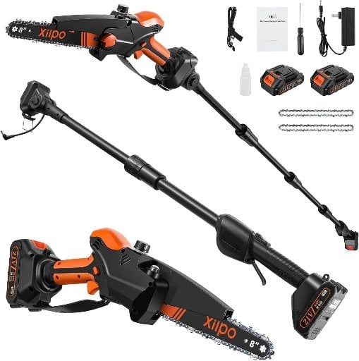 2-in-1 Cordless Electric Pole Saw & 8 Inch Mini Chainsaw Deal