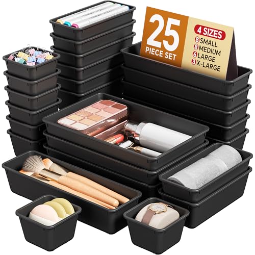 Kemethy 25-Piece Plastic Drawer Organizers Set (4 Sizes)