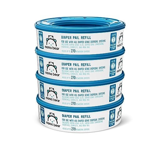 Mama Bear Diaper Pail Refills w/ Odor Control for Diaper Genie Pails (Unscented) 1080-Count
