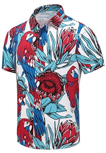 Mens Hawaiian Short Sleeve Casual Button-Down Summer Shirts
