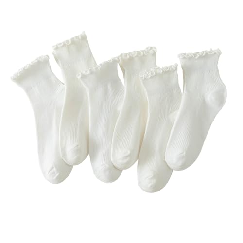 Hstyle Women's Ruffle Ankle Socks 6-Pack (White) Deal