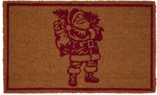 My Texas House Natural and Red Santa Outdoor Coir Christmas Doormat 18" x 30"