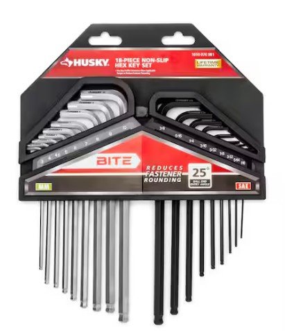 Husky BITE SAE/Metric Non-Slip Hex Key Set (18-Piece)