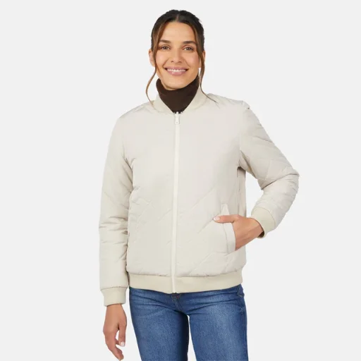 Free Country Women's Stratus Lite Reversible Quilted Bomber Jacket (Oat) Deal