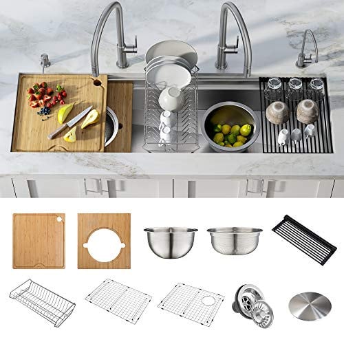 KRAUS Kore 57-inch Undermount Workstation 16 Gauge Single Bowl Stainless Steel Kitchen Sink with 10 Accessories Deal