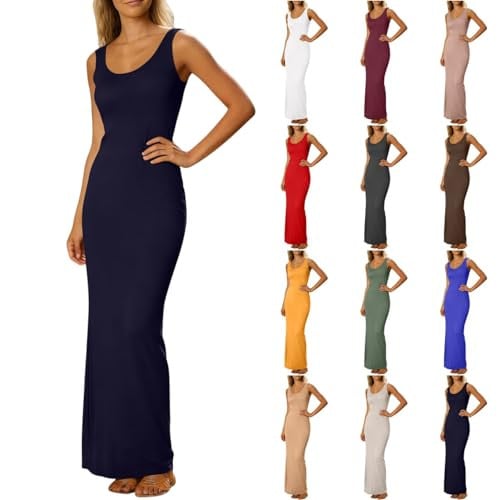 Tank Dress Casual Round Neck Bodycon Maxi Dresses Deal