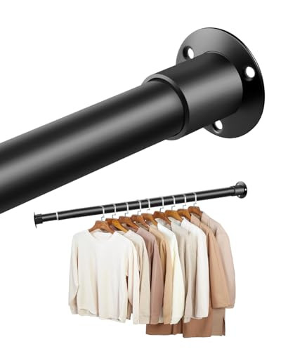 Adjustable Black Closet Rod Heavy Duty