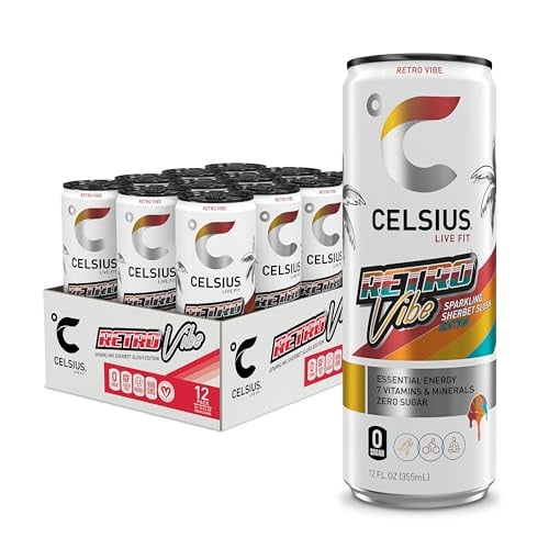 12-Pack 12-Oz Celsius Sparkling Sugar Free Energy Drink Retro Vibe Sherbet Slush Deal