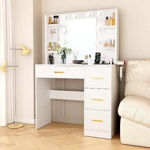 35" Small Vanity Desk with Mirror and 10 Lights Deal