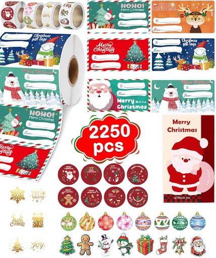 2250-Piece Christmas Label Set
