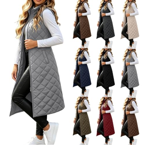 Long Puffer Vest Women Stand Collar Deal