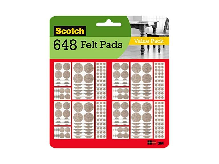 Scotch Felt Pads Value Pack, 648 Count (Beige, Assorted Sizes)