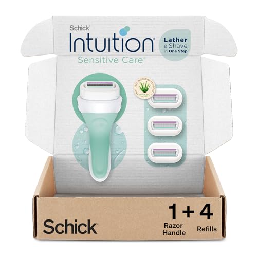 Schick Intuition Sensitive Skin Women's Razor with 4 Blade Refills & Organic Aloe