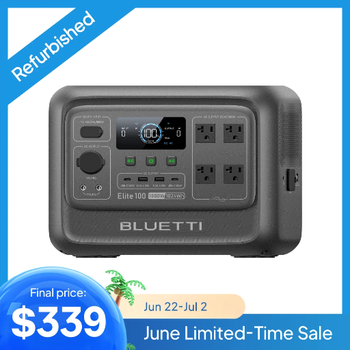 BLUETTI Elite 100 V2 1024Wh 1800W Portable Power Station Refurbished