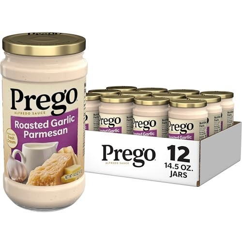 Prego Alfredo Sauce with Roasted Garlic and Parmesan Cheese 14.5 oz Jar (Case of 12)