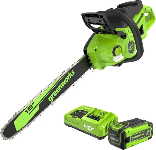 Greenworks 40V 18" Cordless Electric Chainsaw w/ 8 Ah Battery and Charger Deal