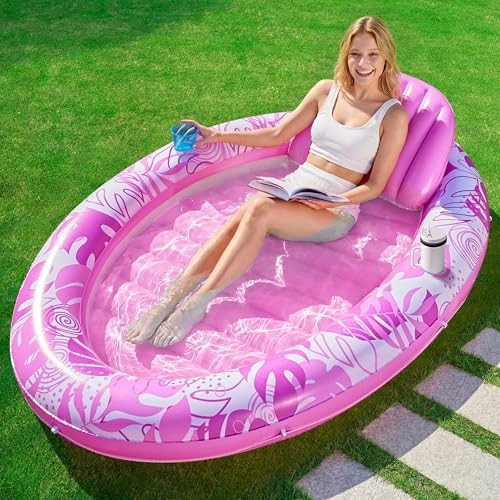 SLOOSH Inflatable Tanning Pool Lounger Float 70" x 50" Pink Deal