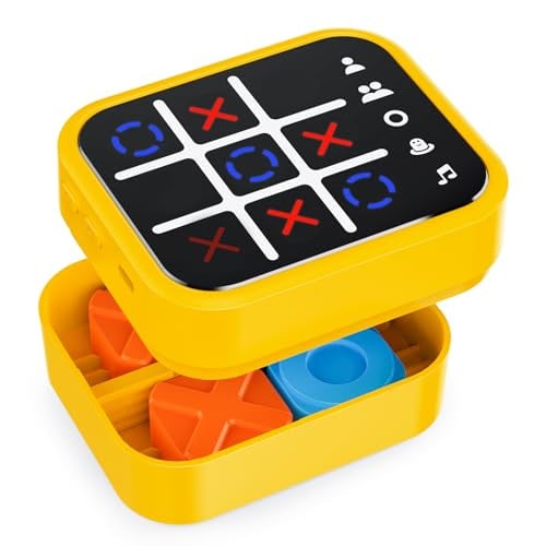 Niufuntek Rechargeable Tic Tac Toe Game Box with 5 Fun Brain Memory Games (Yellow) Deal
