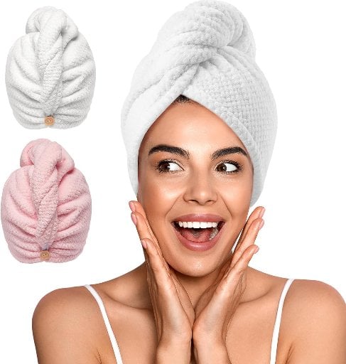 Microfiber Hair Towel Wraps 2-Pack Deal