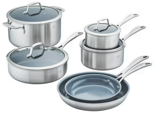 Zwilling JA Henckels Spirit 10-Piece Stainless-Steel Nonstick Cookware Set Deal