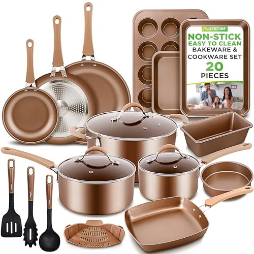Nutrichef 20-Pc Nonstick Cookware & Bakeware Set w/ Cool-Touch Handles