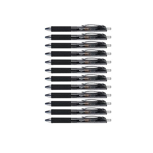 Amazon Basics Gel Pens Fine Point Retractable Black 0.7mm 12-Pack