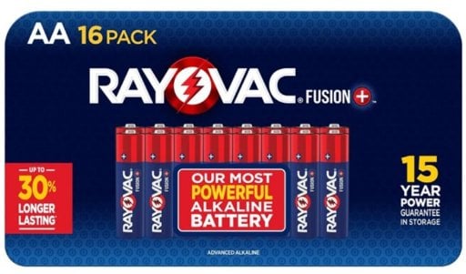 Rayovac AA Fusion Premium Alkaline Batteries 16-Pack Deal