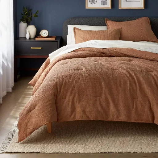 Threshold Twin/Twin XL Washed Waffle Weave Comforter & Sham Set (Camel)