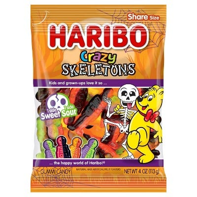 HARIBO Halloween Crazy Skeletons Gummy Candy 4oz