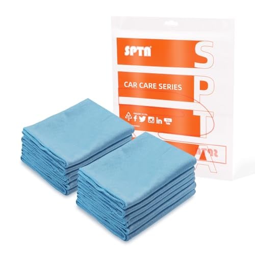 SPTA 12 Pack Ultra Fine Microfiber Cloths for Glass (16'' X 16'')