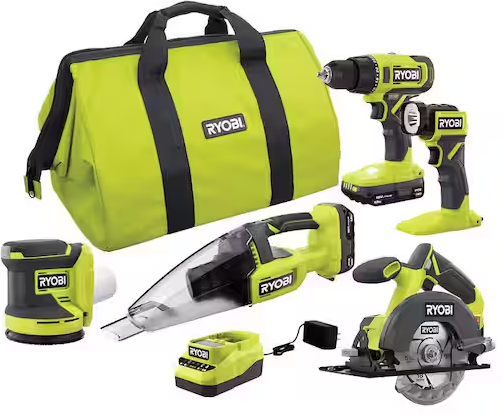 Ryobi ONE+ 18V Cordless 5-Tool Combo Kit with 2.0Ah Battery and Charger Deal