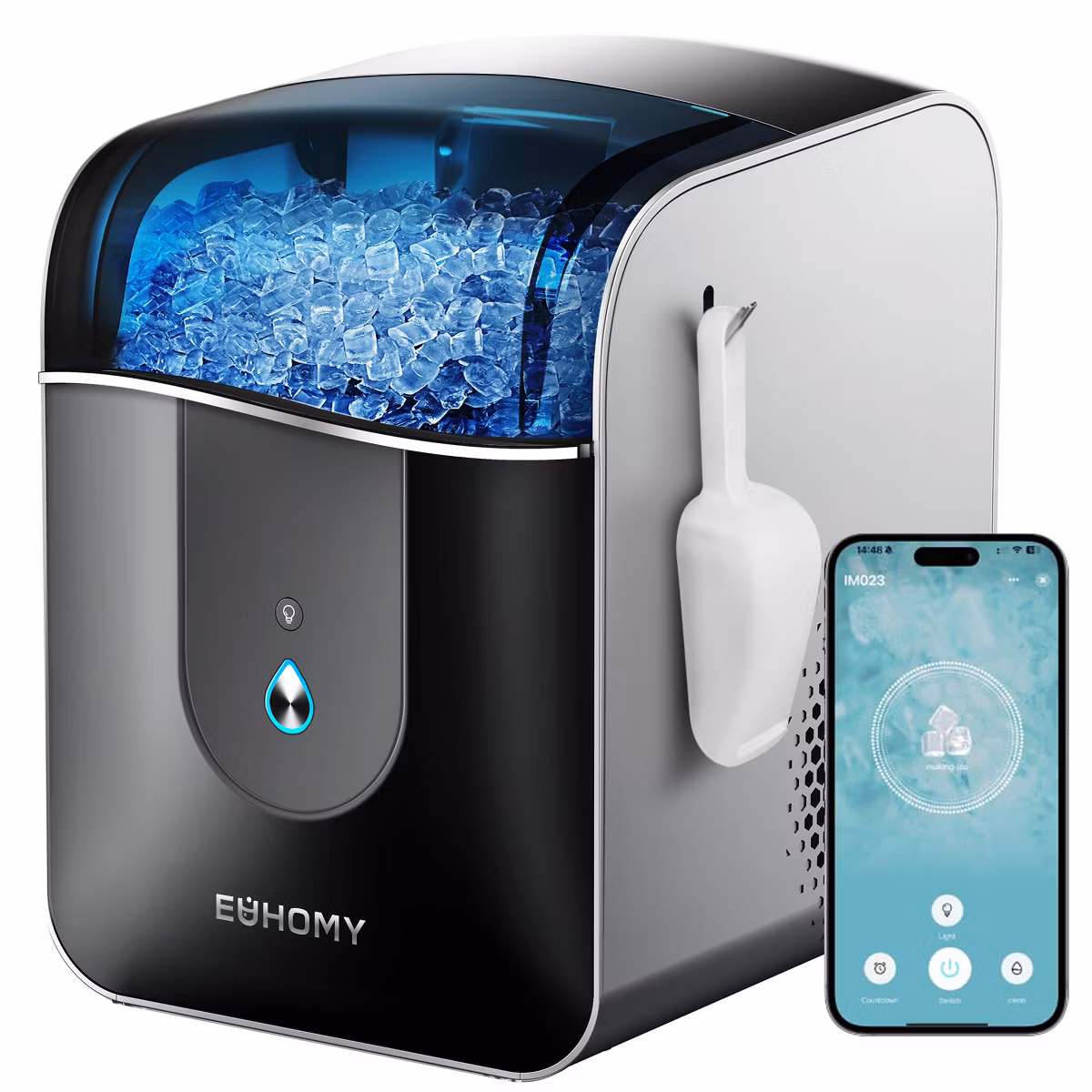 EUHOMY Smart Nugget Ice Maker Countertop 40 Lbs/Day