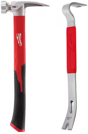 Milwaukee 19 oz. Smooth Face Poly/Fiberglass Handle Hammer with 15 in. Pry Bar