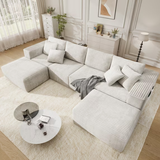 137" Cloud Sectional Couch Modular U-Shaped Chaise Ottoman Deal