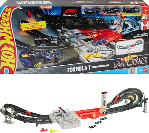 Hot Wheels Formula 1 Grand Prix Circuit Track Set w/ 3x Cars & Motorized Booster
