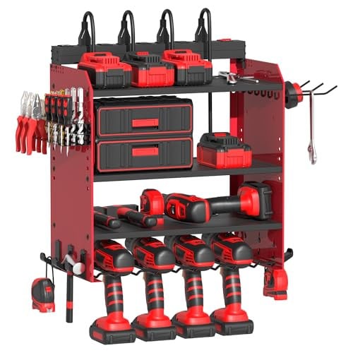 Power Tool Organizer Wall Mount w/ Charging Station 4 Layer
