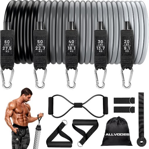 55" Adjustable Resistance Bands Set (20-60 lbs) w/ Handles