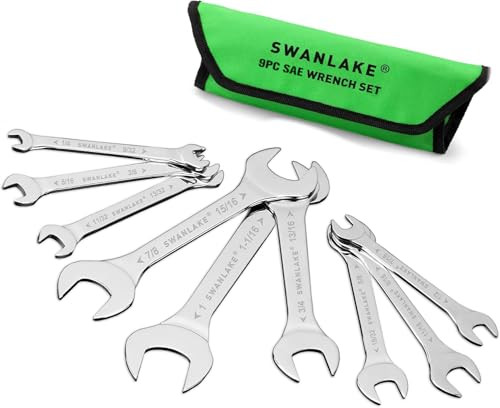 SWANLAKE 9-piece Super-Thin Open End Wrench Set, SAE