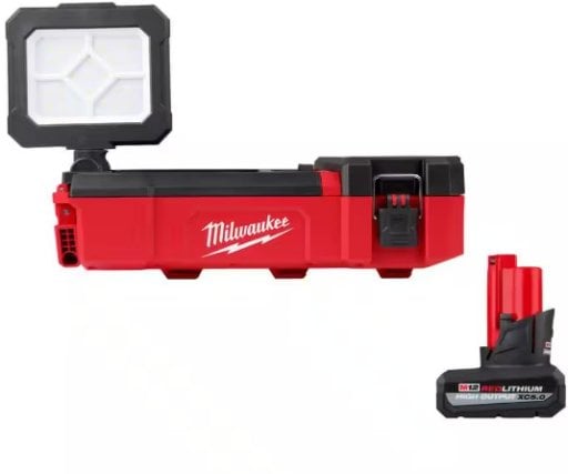 Milwaukee M12 12-Volt Lithium-Ion Cordless PACKOUT Flood Light w/USB Charging & 5.0Ah Battery Deal