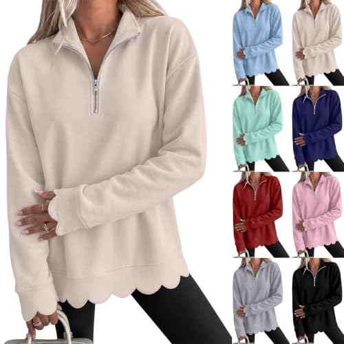 Quarter Zip Scallop Pullover